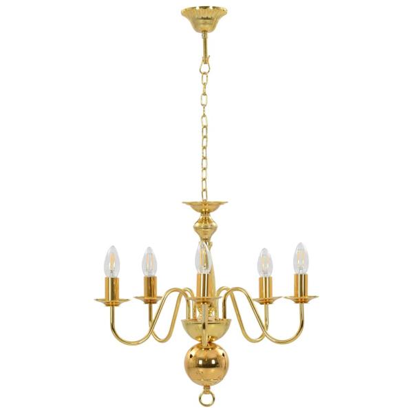 ARDEBO.de - Kronleuchter Golden 5 x E14-Glühbirnen