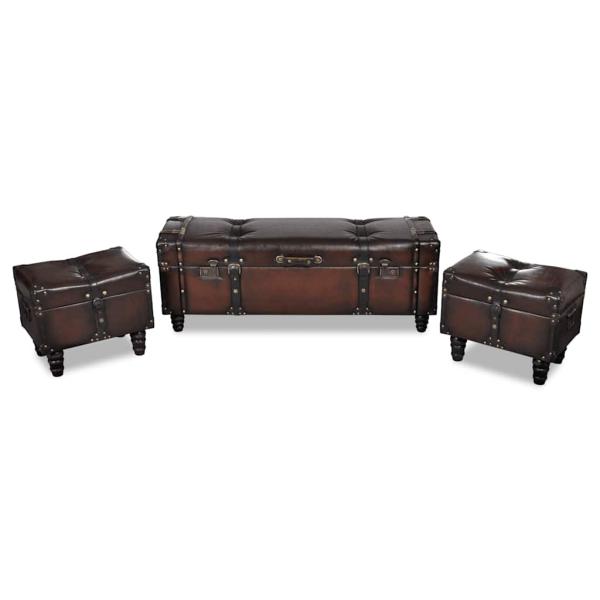 ARDEBO.de - Sitztruhen-Set 3 Stk. Braun