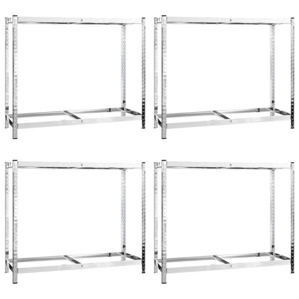 Reifenregale mit 2 Böden 4 Stk. Silbern 110x40x110 cm Stahl