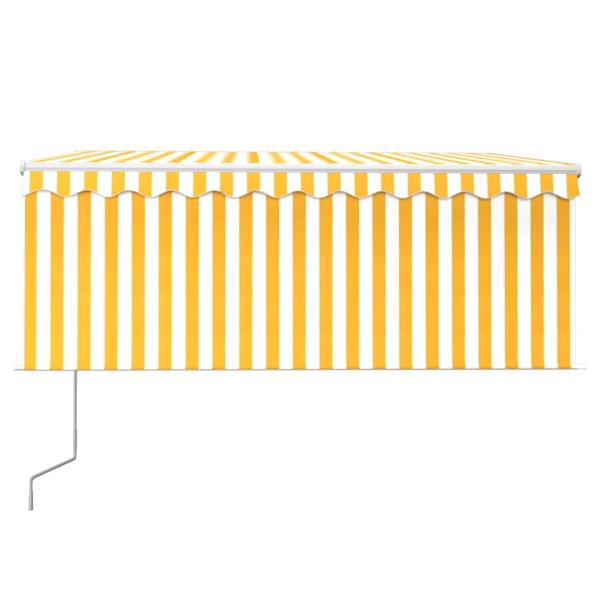 Markise Automatisch mit Rollo LED Windsensor 3x2,5 m Gelb Weiß
