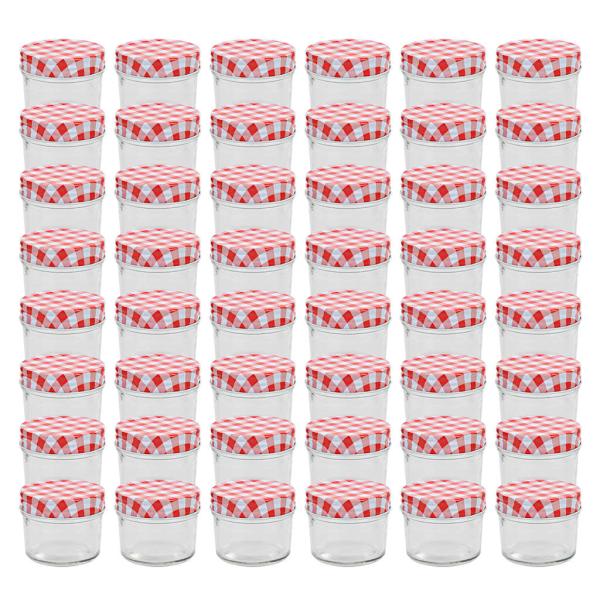ARDEBO.de - Marmeladengläser mit Weißen/Roten Deckeln 48 Stk. 110 ml