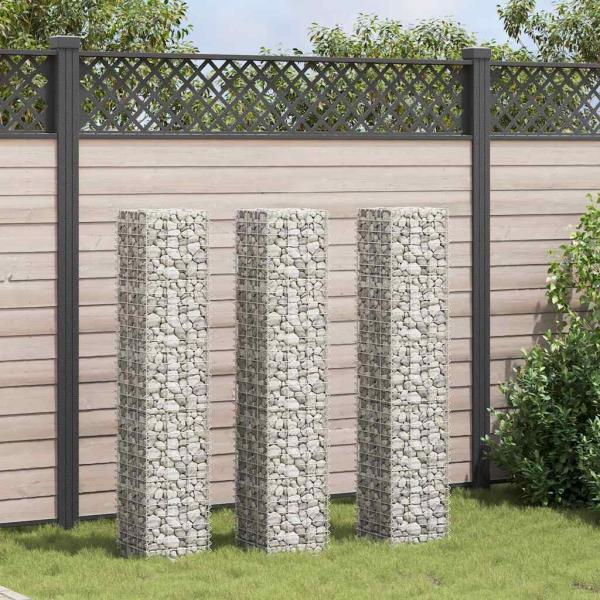 Gabionen-Hochbeete 3 Stk. 30x30x150 cm Eisen
