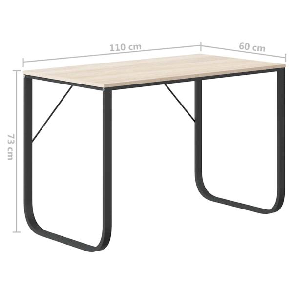 Computertisch Schwarz und Eiche-Optik 110x60x73cm Holzwerkstoff