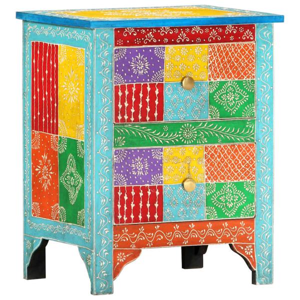 ARDEBO.de - Handbemalter Nachttisch 40×30×50 cm Mango Massivholz