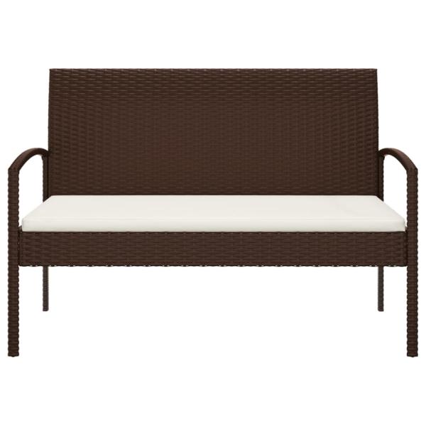 Gartenbank mit Kissen Braun 105 cm Poly Rattan