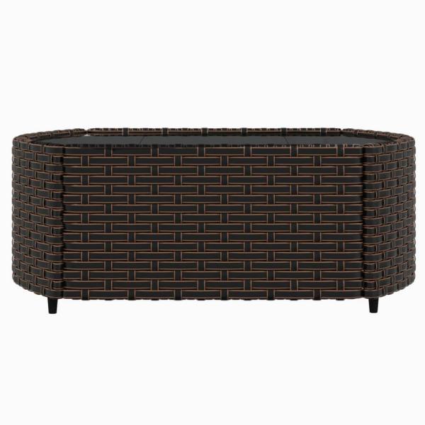 4-tlg. Garten-Lounge-Set mit Kissen Braun Poly Rattan