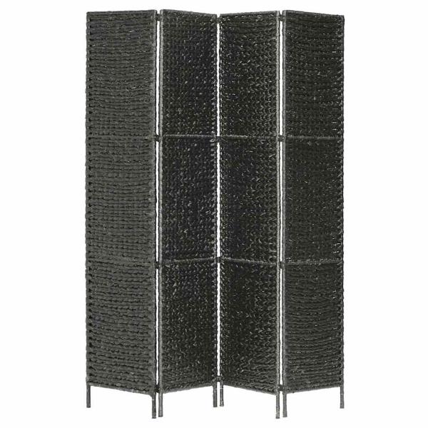 4-teiliger Paravent Schwarz 154×160 cm Wasserhyazinthe