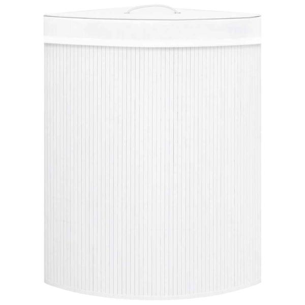 Eck-Wäschekorb Bambus Weiß 60 L