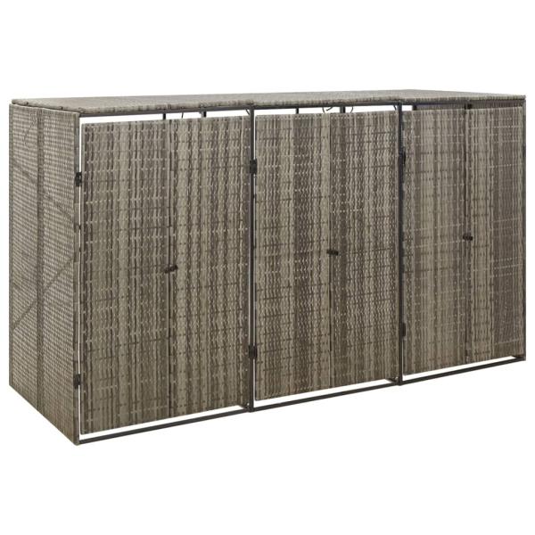 ARDEBO.de - Mülltonnenbox für 3 Tonnen Grau 207x80x117 cm Poly Rattan