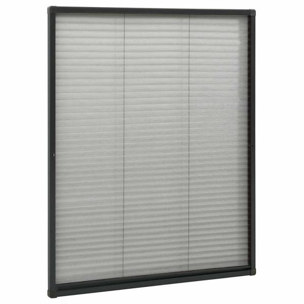 Insektenschutz-Plissee für Fenster Aluminium Anthrazit 80x100cm