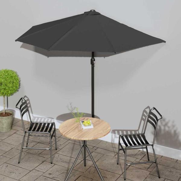 ARDEBO.de - Balkon-Sonnenschirm mit Alu-Mast Anthrazit 270x144 cm Halbrund