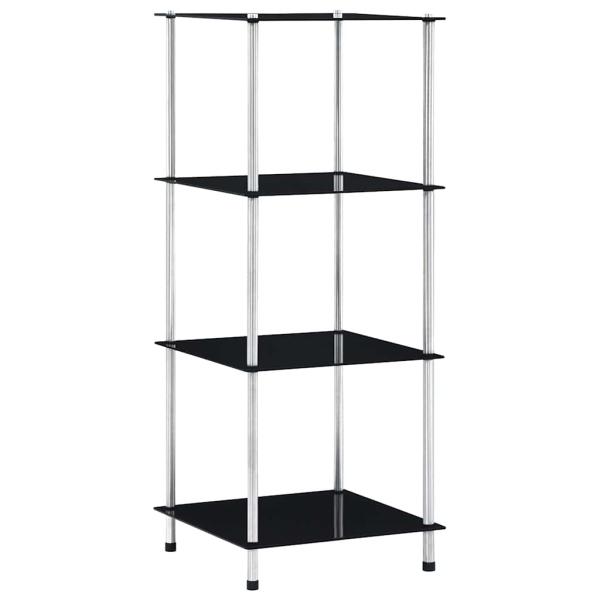 ARDEBO.de - Regal mit 4 Ablagen Schwarz 40x40x100 cm Hartglas