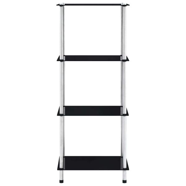 Regal mit 4 Ablagen Schwarz 40x40x100 cm Hartglas