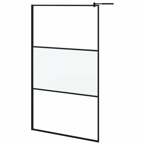 Duschwand für Walk-In Dusche 115x195 cm ESG Mattiert Schwarz