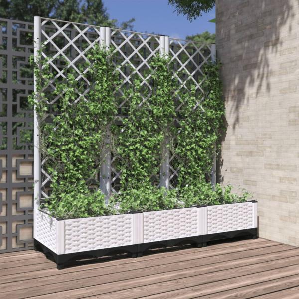 ARDEBO.de - Garten-Pflanzgefäß mit Spalier Weiß 120 x 40 x 121,5 cm PP