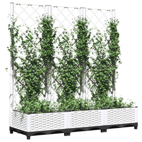 Garten-Pflanzgefäß mit Spalier Weiß 120 x 40 x 121,5 cm PP