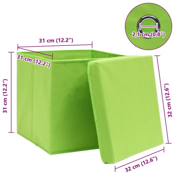 Aufbewahrungsboxen mit Deckeln 10 Stk. Grün 32x32x32 cm Stoff