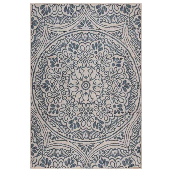 ARDEBO.de - Outdoor-Teppich Flachgewebe 200x280 cm Blaues Muster