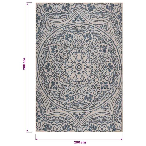 Outdoor-Teppich Flachgewebe 200x280 cm Blaues Muster