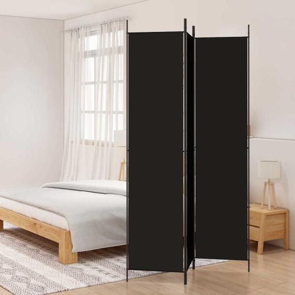 ARDEBO.de - 3-tlg. Paravent Schwarz 150x220 cm Stoff