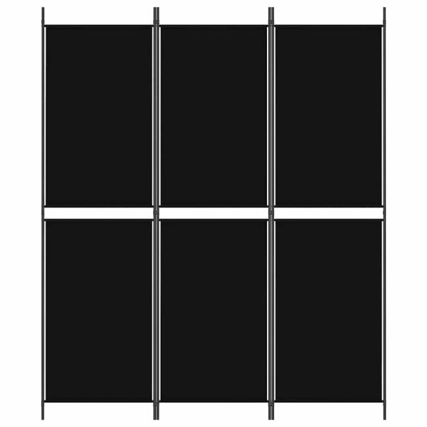 3-tlg. Paravent Schwarz 150x180 cm Stoff
