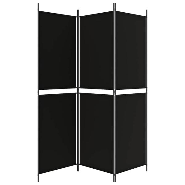 3-tlg. Paravent Schwarz 150x180 cm Stoff
