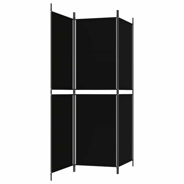 3-tlg. Paravent Schwarz 150x180 cm Stoff