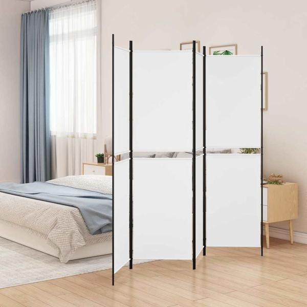 ARDEBO.de - 4-tlg. Paravent Weiß 200x200 cm Stoff