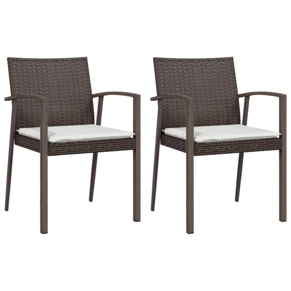 Gartenst?hle mit Kissen 2 Stk. Braun 56,5x57x83 cm Poly Rattan