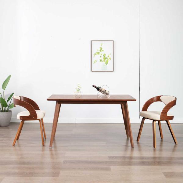 ARDEBO.de - Esszimmerstühle 2 Stk. Creme Bugholz und Kunstleder