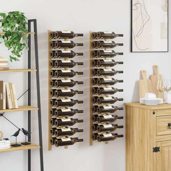 Wand-Weinregal für 24 Flaschen 2 Stk. Golden Eisen