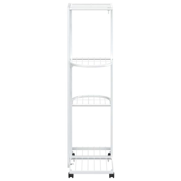 Blumenständer 4-Etagen mit Rollen 44x23x80 cm Weiß Eisen
