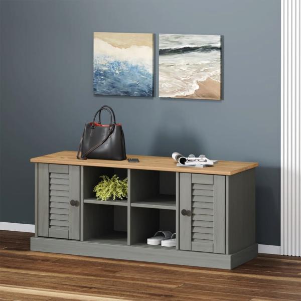 ARDEBO.de - Schuhbank VIGO Grau 106x35x45 cm Massivholz Kiefer