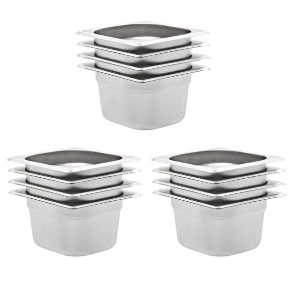 ARDEBO.de - Gastronormbehälter 12 Stk. GN 1/6 100 mm Edelstahl