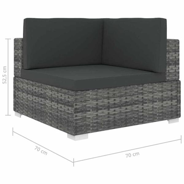 Modular-Sofa-Eckteil 1 Stk. + Auflagen Poly Rattan Grau