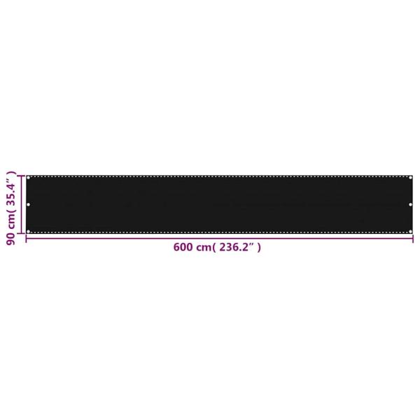 Balkon-Sichtschutz Schwarz 90x600 cm HDPE