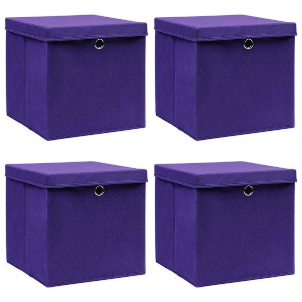 ARDEBO.de - Aufbewahrungsboxen mit Deckeln 4 Stk. 28x28x28 cm Lila