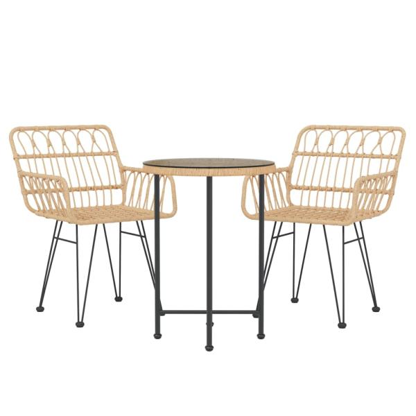 3-tlg. Garten-Essgruppe Poly Rattan