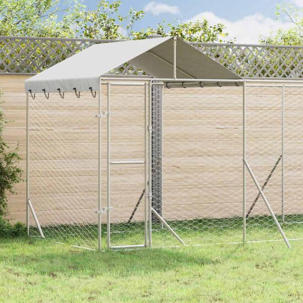 ARDEBO.de - Outdoor-Hundezwinger mit Dach Silber 6x2x2,5 m Verzinkter Stahl