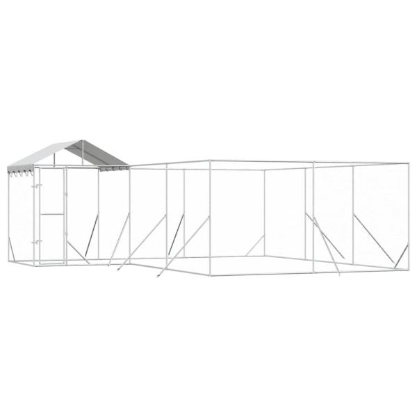 Outdoor-Hundezwinger mit Dach Silbern 6x6x2,5m Verzinkter Stahl