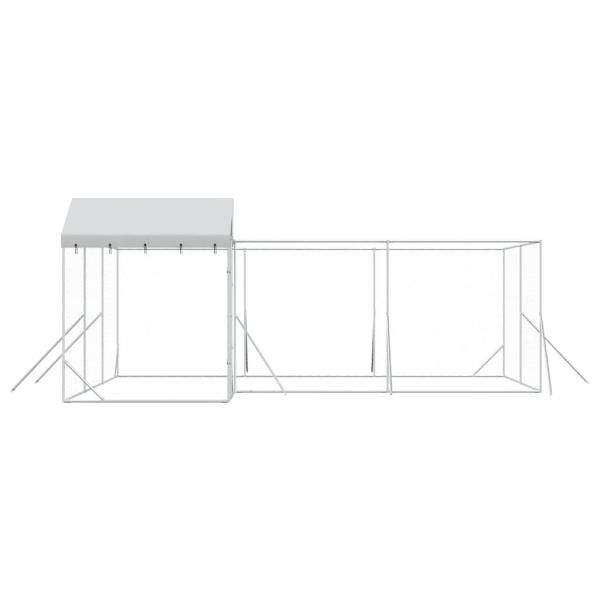 Outdoor-Hundezwinger mit Dach Silbern 6x6x2,5m Verzinkter Stahl