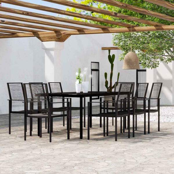 ARDEBO.de - 9-tlg. Garten-Essgruppe Schwarz
