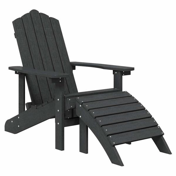 Adirondack-Gartenst?hle mit Hocker & Tisch HDPE Anthrazit