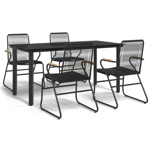 5-tlg. Garten-Essgruppe Schwarz PVC Rattan