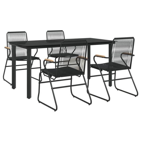 5-tlg. Garten-Essgruppe Schwarz PVC Rattan