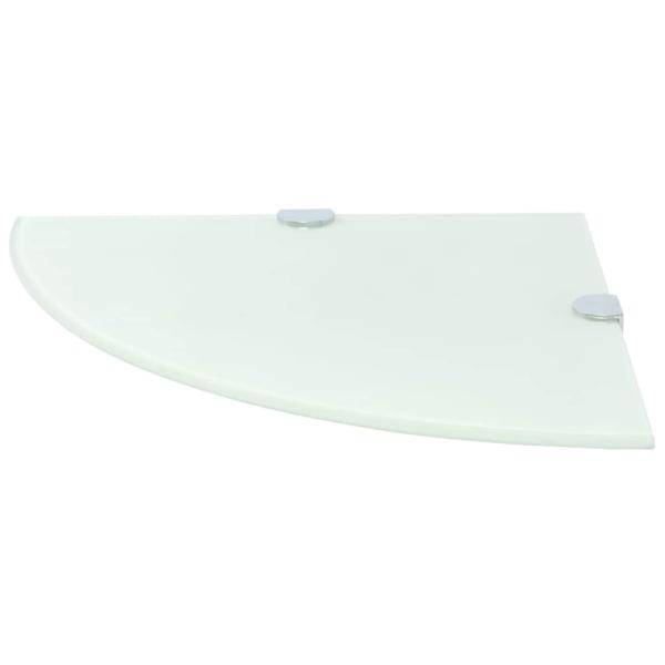 Eckregale 2 Stk. mit Verchromten Halterungen Glas Wei? 25x25 cm