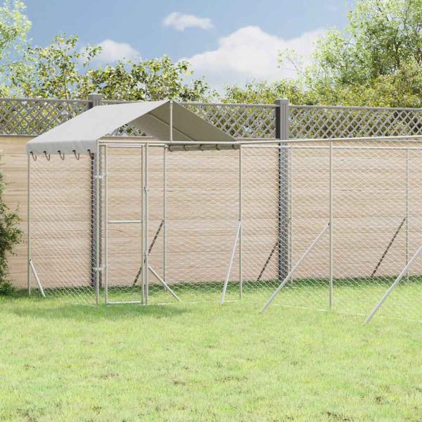 ARDEBO.de - Outdoor-Hundezwinger mit Dach Silbern 10x8x2,5 m Stahl Verzinkt