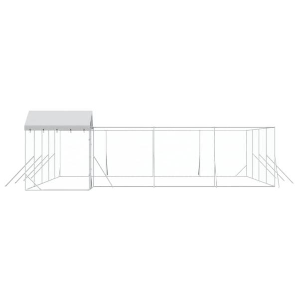 Outdoor-Hundezwinger mit Dach Silbern 10x8x2,5 m Stahl Verzinkt