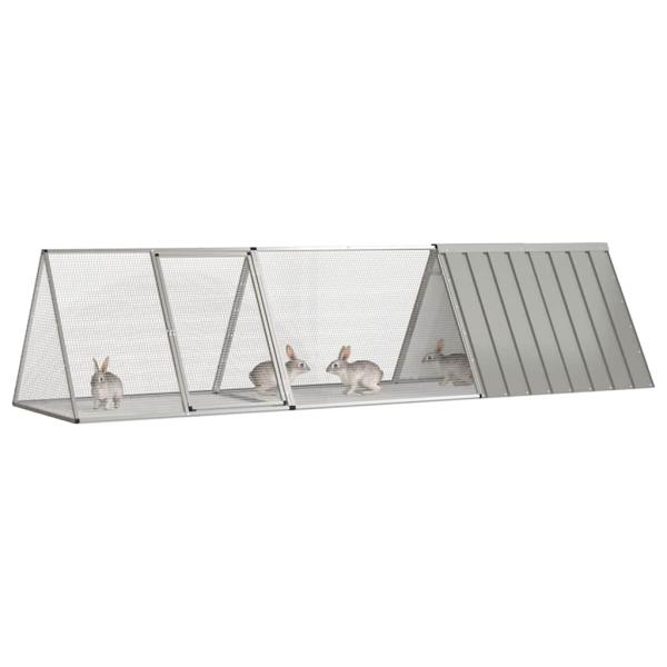 Kaninchenkäfig Grau 302,5 x 80,5 x 71 cm Verzinkter Stahl