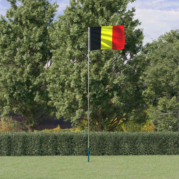 ARDEBO.de - Flagge Belgiens mit Mast 5,5 m Aluminium
